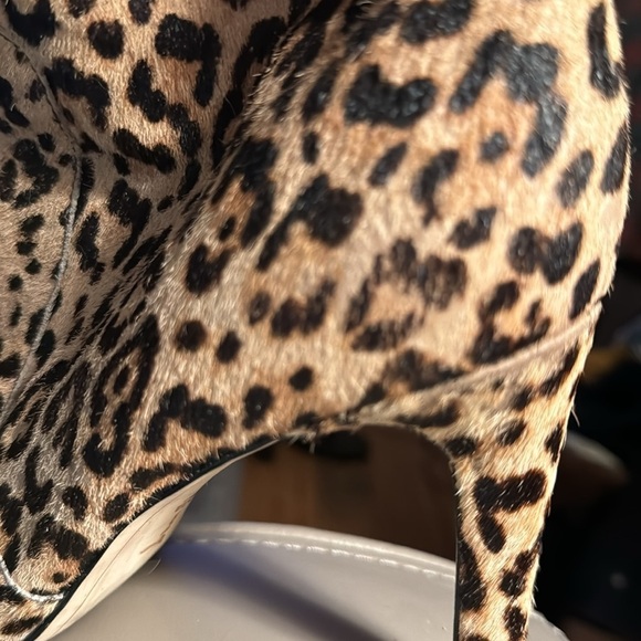 Sam Edelman Olette sand animal print leopard fur ankle boots heels Sz 8 1/2 - Picture 13 of 15